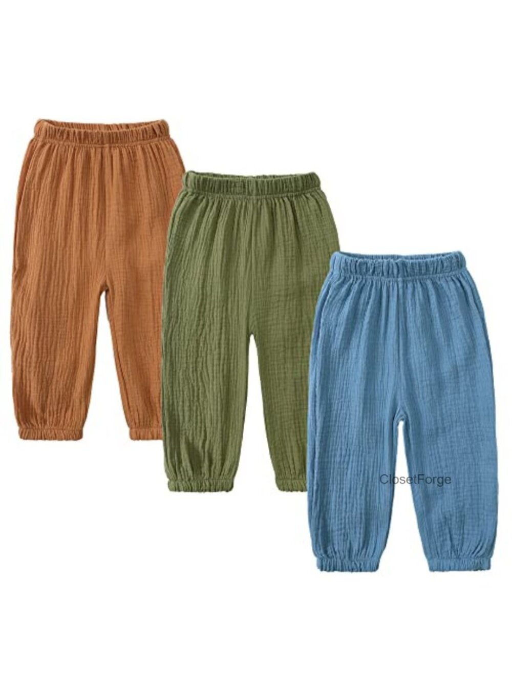 Kids Cotton Linen Pants 3 Pack Elastic Waist Bloomers